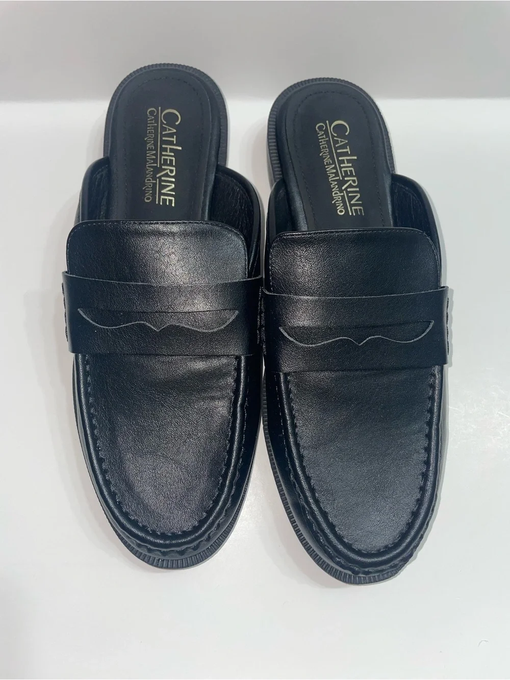 Catherine Malandrino Black Slip-On Fux Leather Loafers Women’s Size 8 1/2